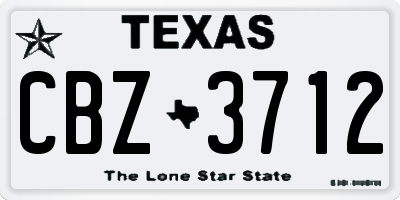TX license plate CBZ3712