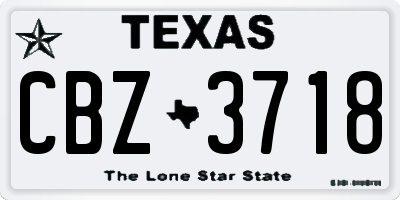 TX license plate CBZ3718