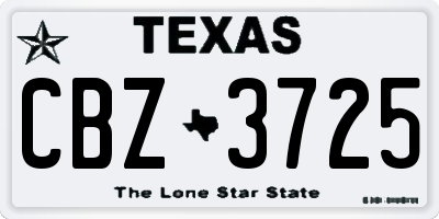 TX license plate CBZ3725