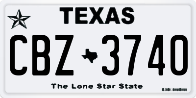 TX license plate CBZ3740