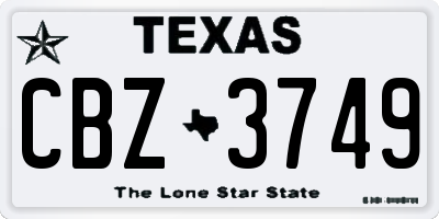 TX license plate CBZ3749