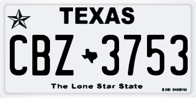 TX license plate CBZ3753