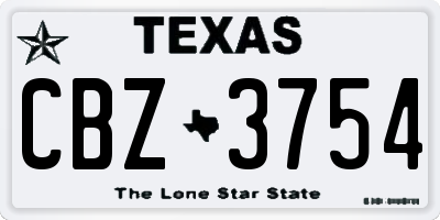 TX license plate CBZ3754
