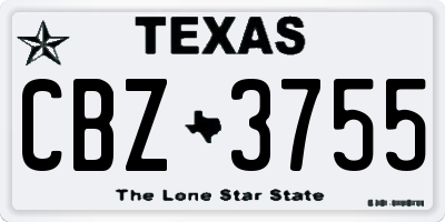 TX license plate CBZ3755