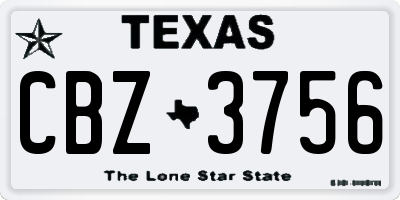 TX license plate CBZ3756