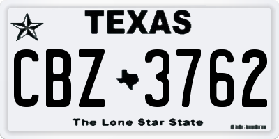 TX license plate CBZ3762