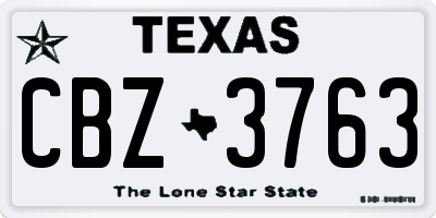 TX license plate CBZ3763
