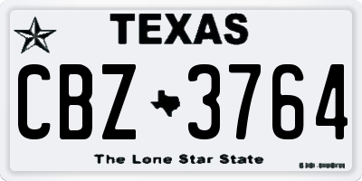 TX license plate CBZ3764