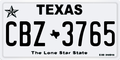 TX license plate CBZ3765