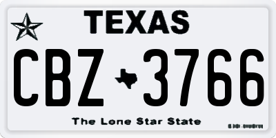 TX license plate CBZ3766
