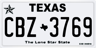 TX license plate CBZ3769