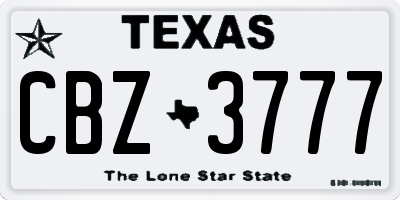 TX license plate CBZ3777