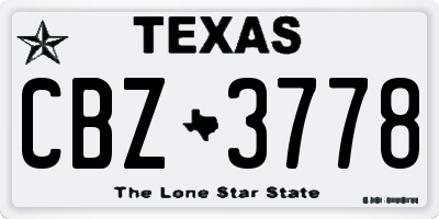 TX license plate CBZ3778