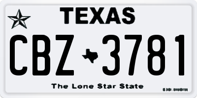TX license plate CBZ3781