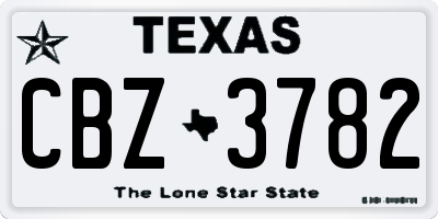 TX license plate CBZ3782