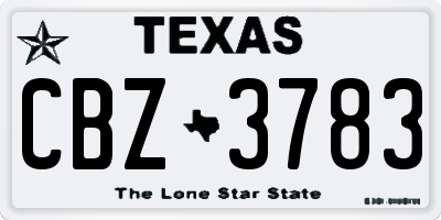 TX license plate CBZ3783