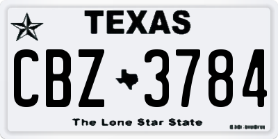 TX license plate CBZ3784