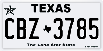 TX license plate CBZ3785