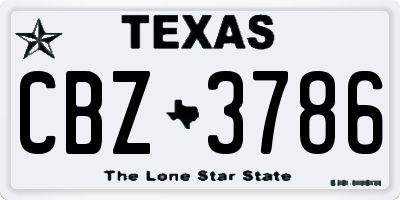 TX license plate CBZ3786