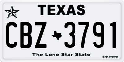 TX license plate CBZ3791