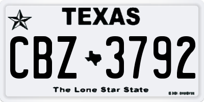 TX license plate CBZ3792