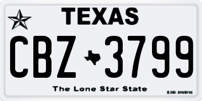 TX license plate CBZ3799