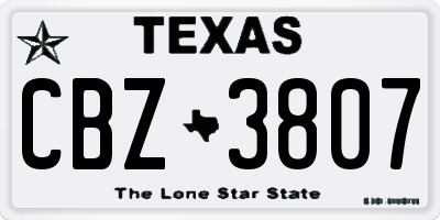 TX license plate CBZ3807