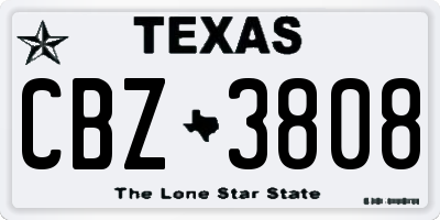 TX license plate CBZ3808