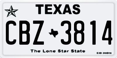 TX license plate CBZ3814