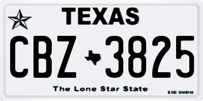 TX license plate CBZ3825