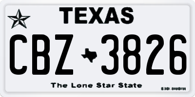 TX license plate CBZ3826