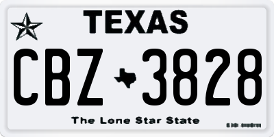 TX license plate CBZ3828