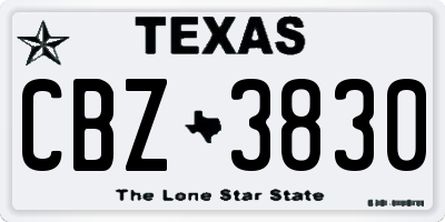 TX license plate CBZ3830