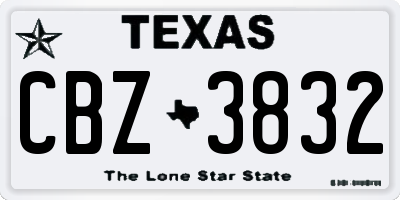 TX license plate CBZ3832