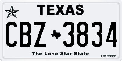 TX license plate CBZ3834