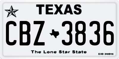 TX license plate CBZ3836