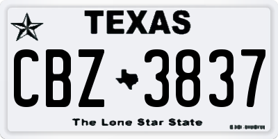 TX license plate CBZ3837
