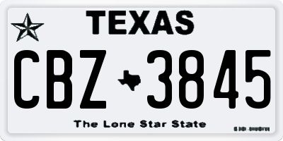 TX license plate CBZ3845