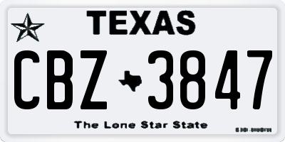 TX license plate CBZ3847