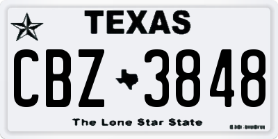 TX license plate CBZ3848