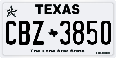 TX license plate CBZ3850
