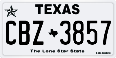 TX license plate CBZ3857