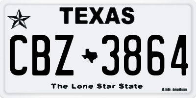 TX license plate CBZ3864