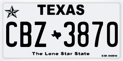 TX license plate CBZ3870
