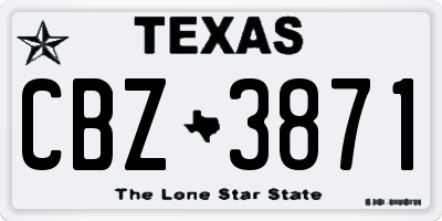 TX license plate CBZ3871