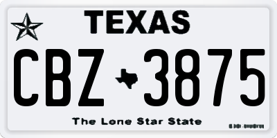 TX license plate CBZ3875