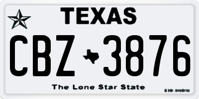TX license plate CBZ3876