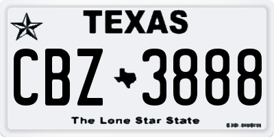 TX license plate CBZ3888