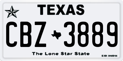 TX license plate CBZ3889