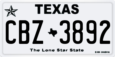 TX license plate CBZ3892